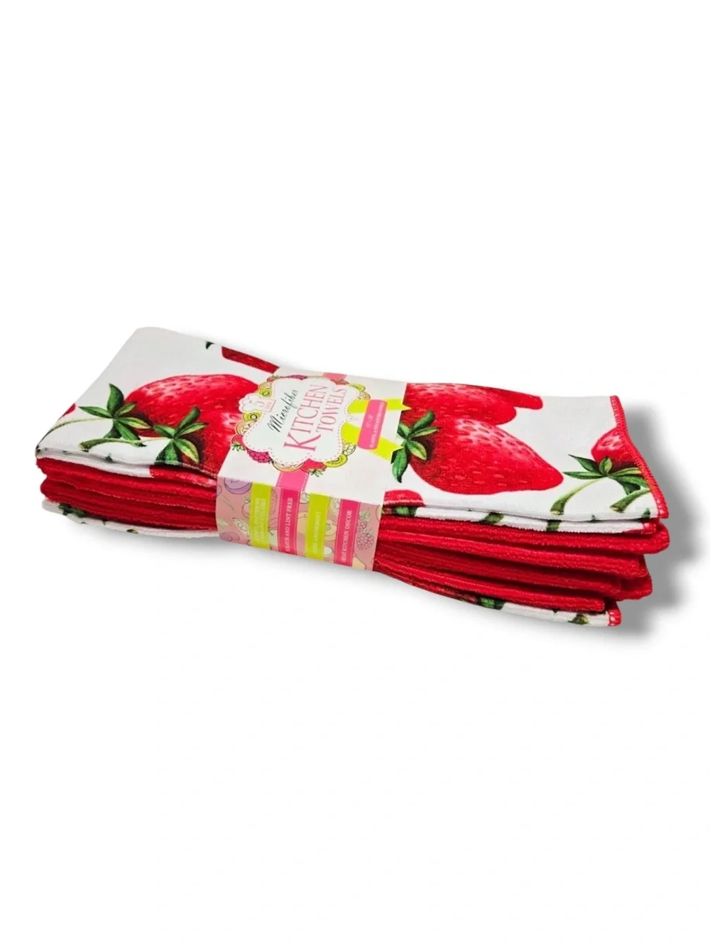 NEW 5 Pack Strawberry Spring Summer Microfiber Kitchen Towels 15
